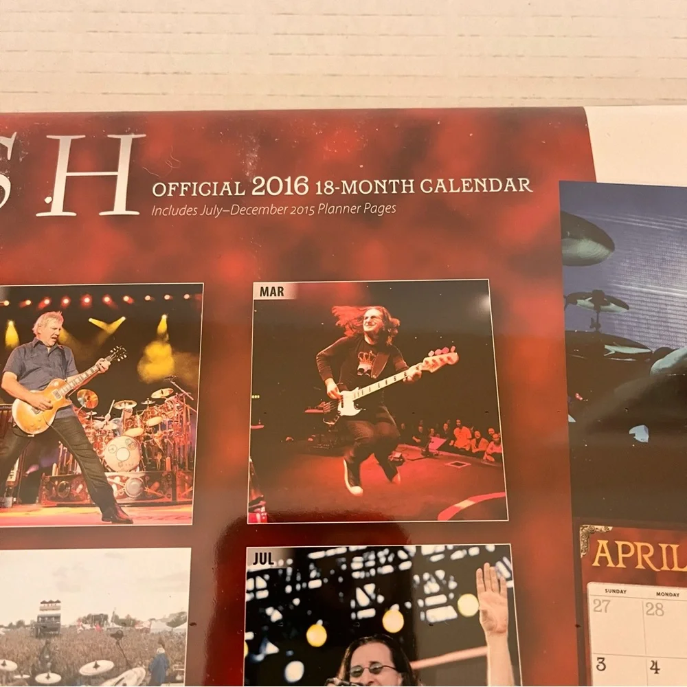 Rush Official 2016 18 Month Wall Calendar Rock Band Trio Pictures Sealed New